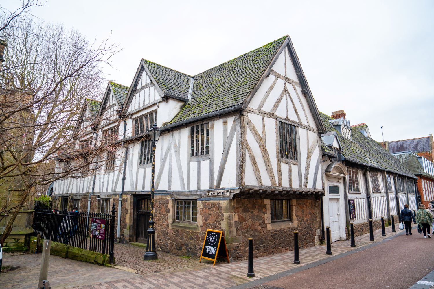 The outside of Leicester Guildhall - a beautiful timber framed Tudor building